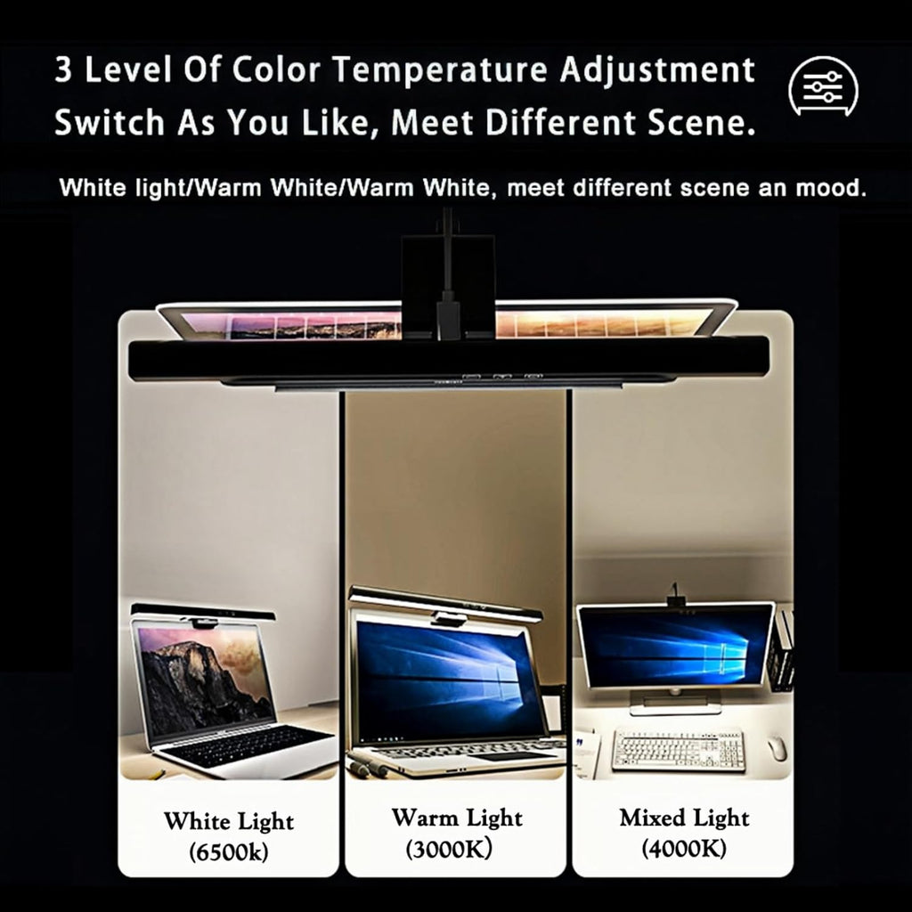Screen Glare, e-Reading Task Lamp, Touch Control, Dimmable 3 Color Temperature,timer 60