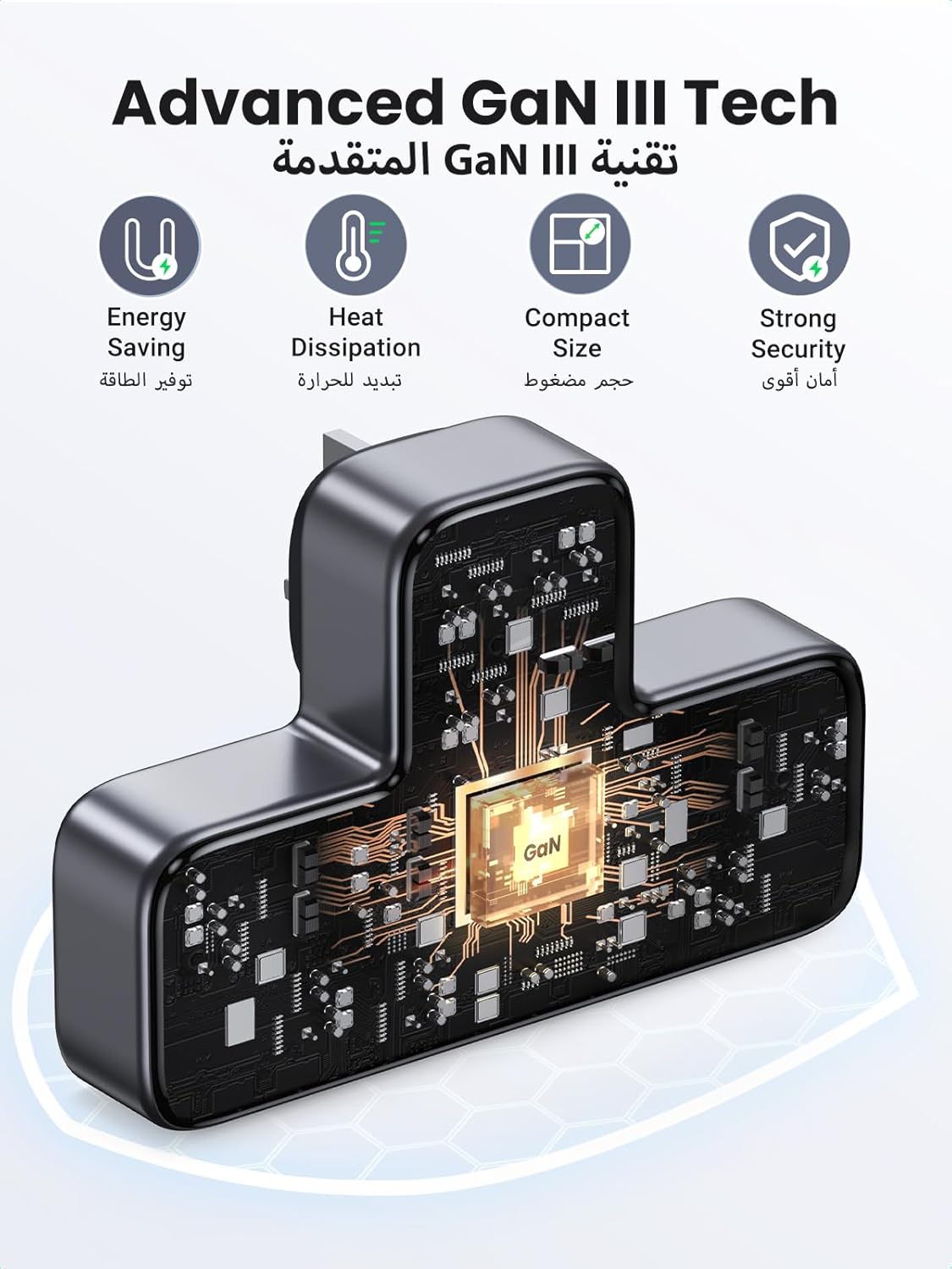 Power Strip Surge Protector Extension Plug Multiple 3 AC Outlet Sockets, Type C Fast 6-in-1