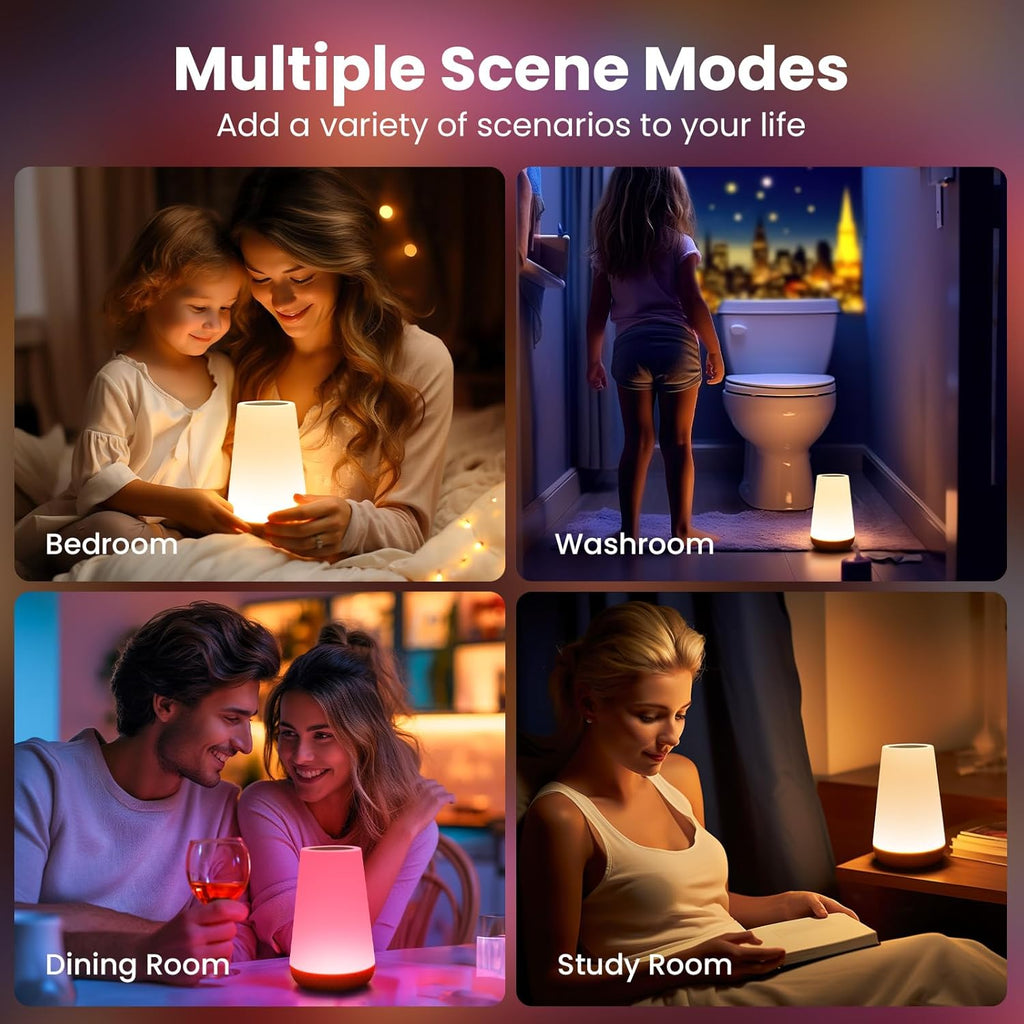 Portable Table Sensor Control Bedside Lamps with Quick USB Charging